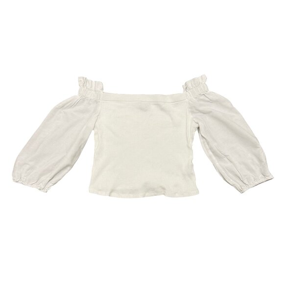 White Off-The-Shoulder Puff Sleeve Top - Picture 1 of 4